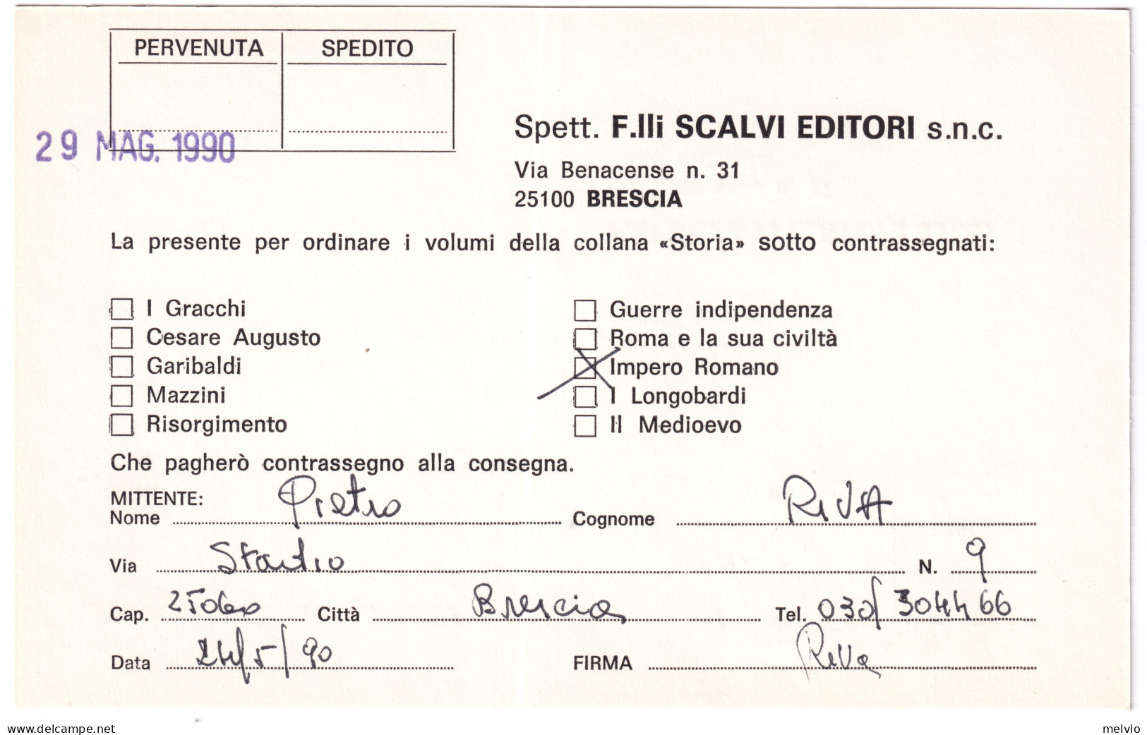 1990-CAMPIONATI MONDO CALCIO Lire 450 (Italia) Isolato Su Cedola Commissione Lib - 1981-90: Poststempel