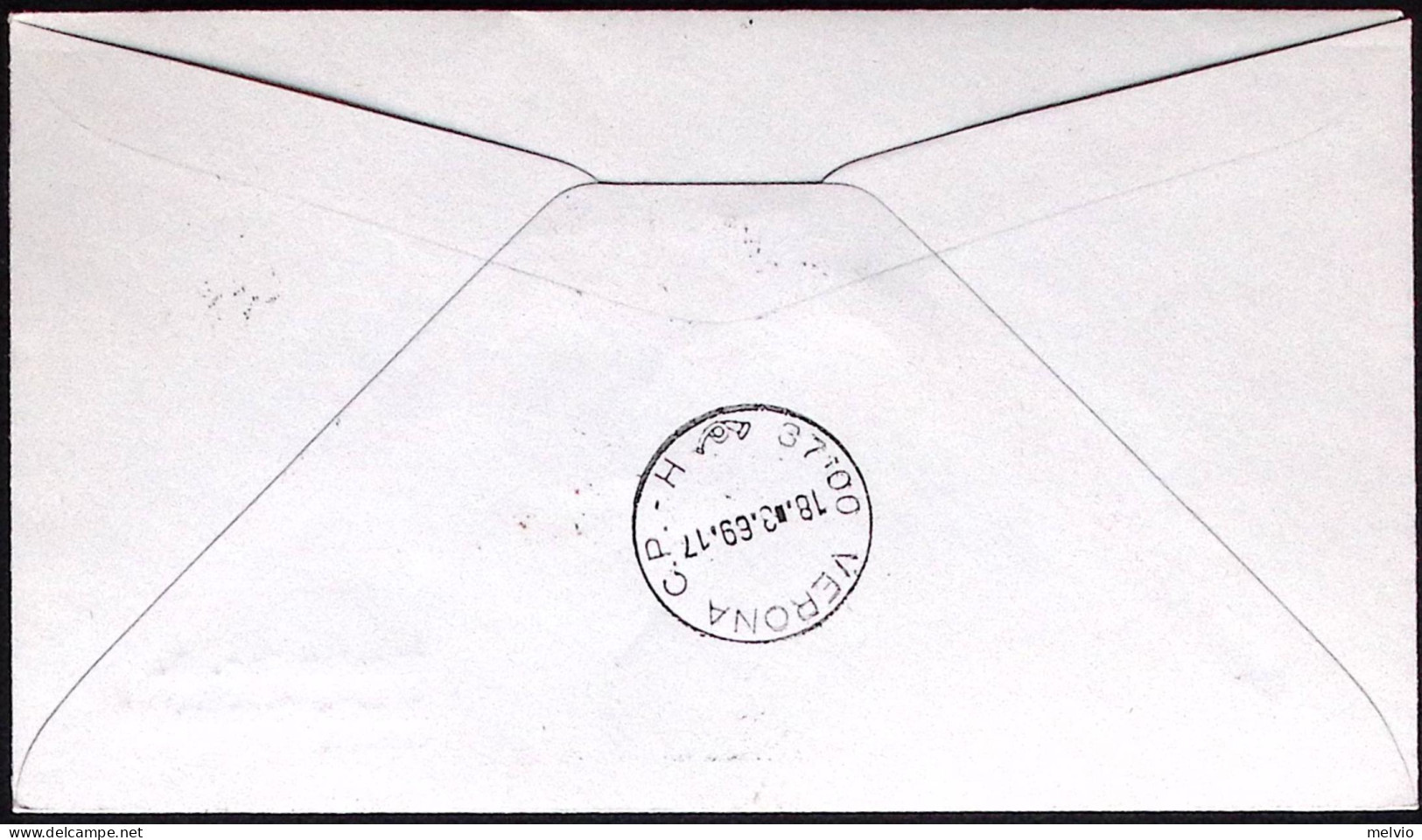 1969-DONATELLO Carta Fluorescente Lire 500 Su Fdc Raccomandata - 1961-70: Poststempel