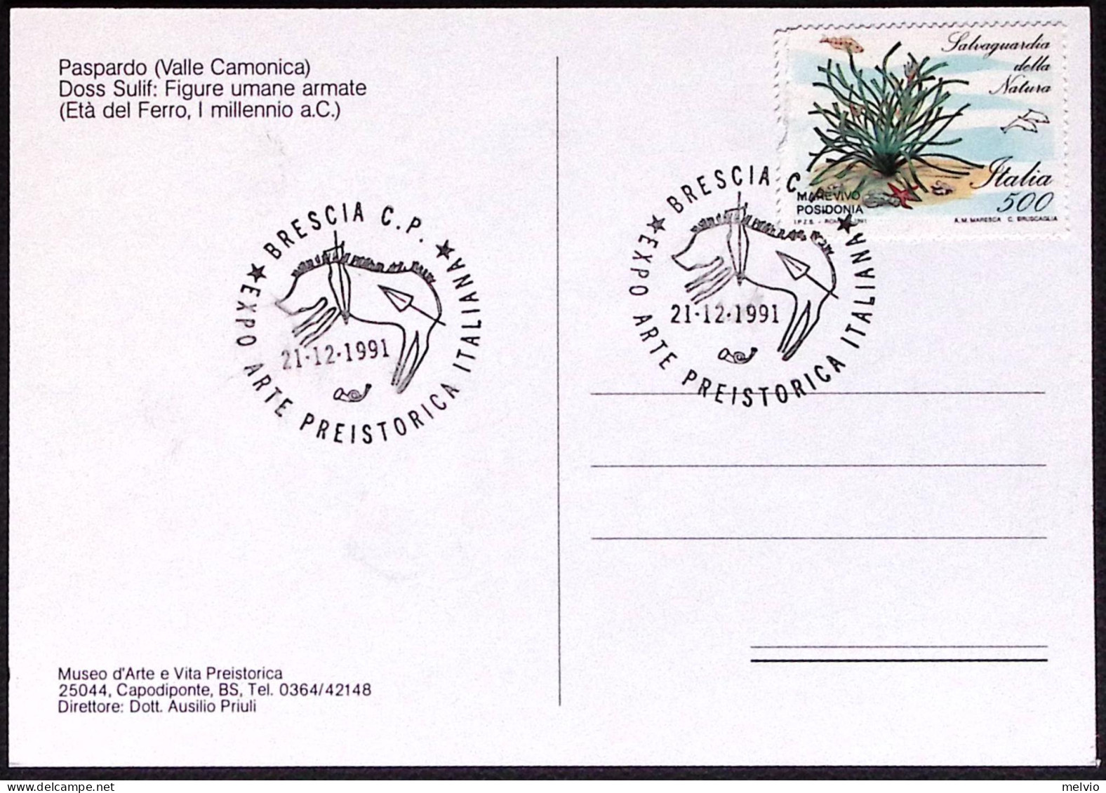1991-BRESCIA Arte Preistorica Annullo Speciale Su Cartolina - 1991-00: Storia Postale