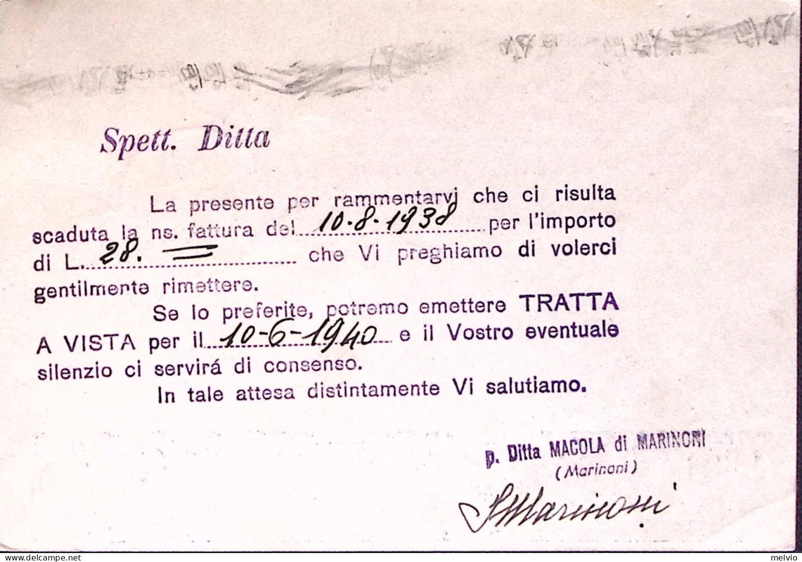 1940-BRESCIA Antica Fabbrica Timbri Macola Di Marinoni Intestazione A Stampa Di  - Marcophilia