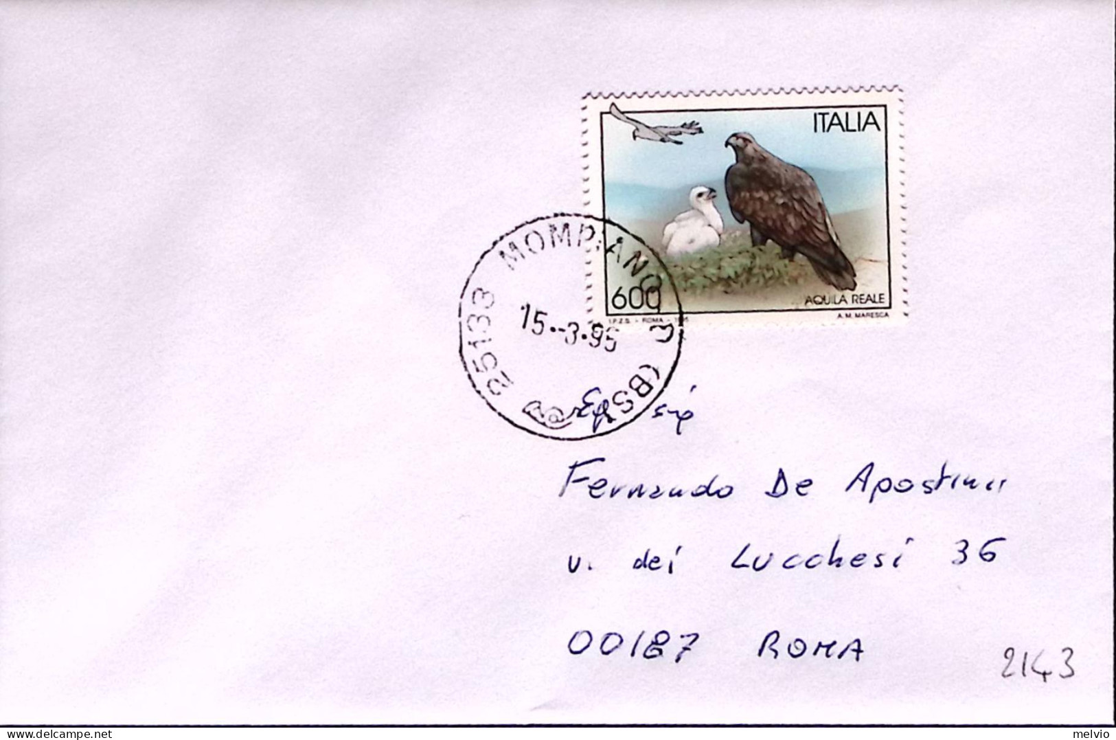 1995-UCCELLI Airone Cenerino Lire 600 Isolato Su Biglietto Visita - 1991-00: Storia Postale