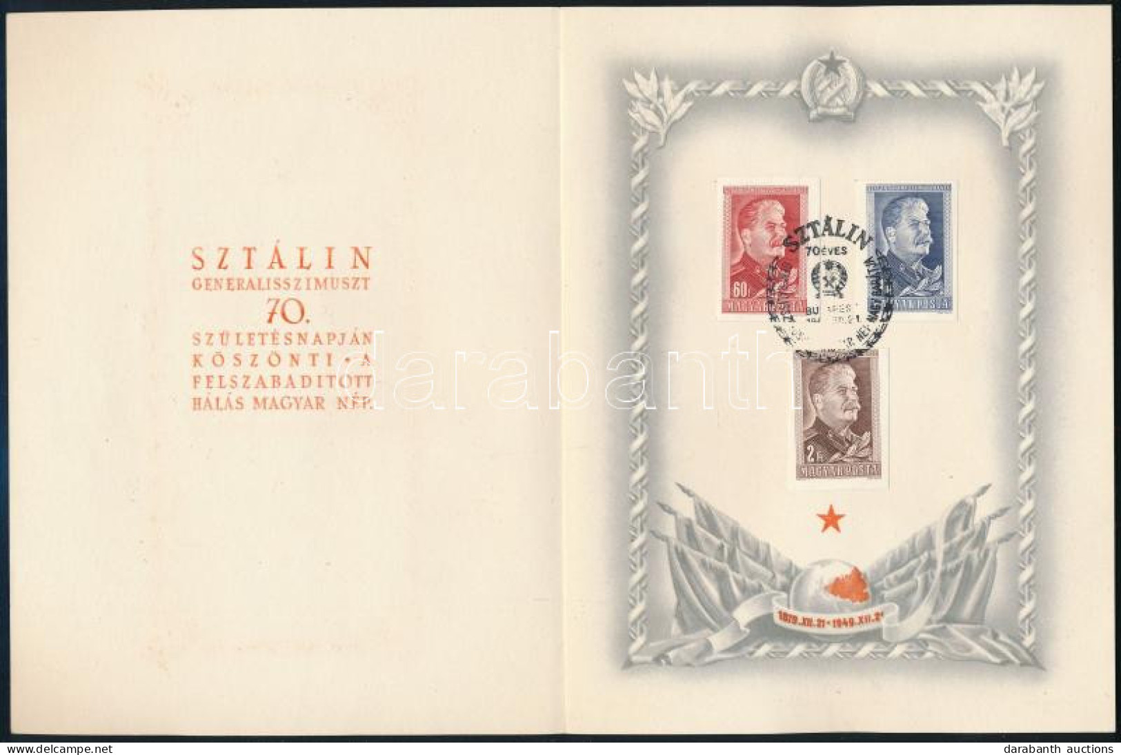 1949 Sztálin (I.) Vágott Sor Emléklapon - Other & Unclassified