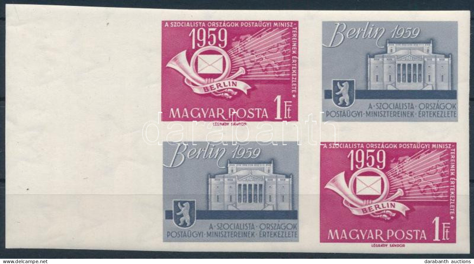 ** 1959 A Szocialista Országok Postaügyi Minisztereinek értekezlete (II.) - Berlin ívszéli Vágott Négyestömb (8.000) - Sonstige & Ohne Zuordnung