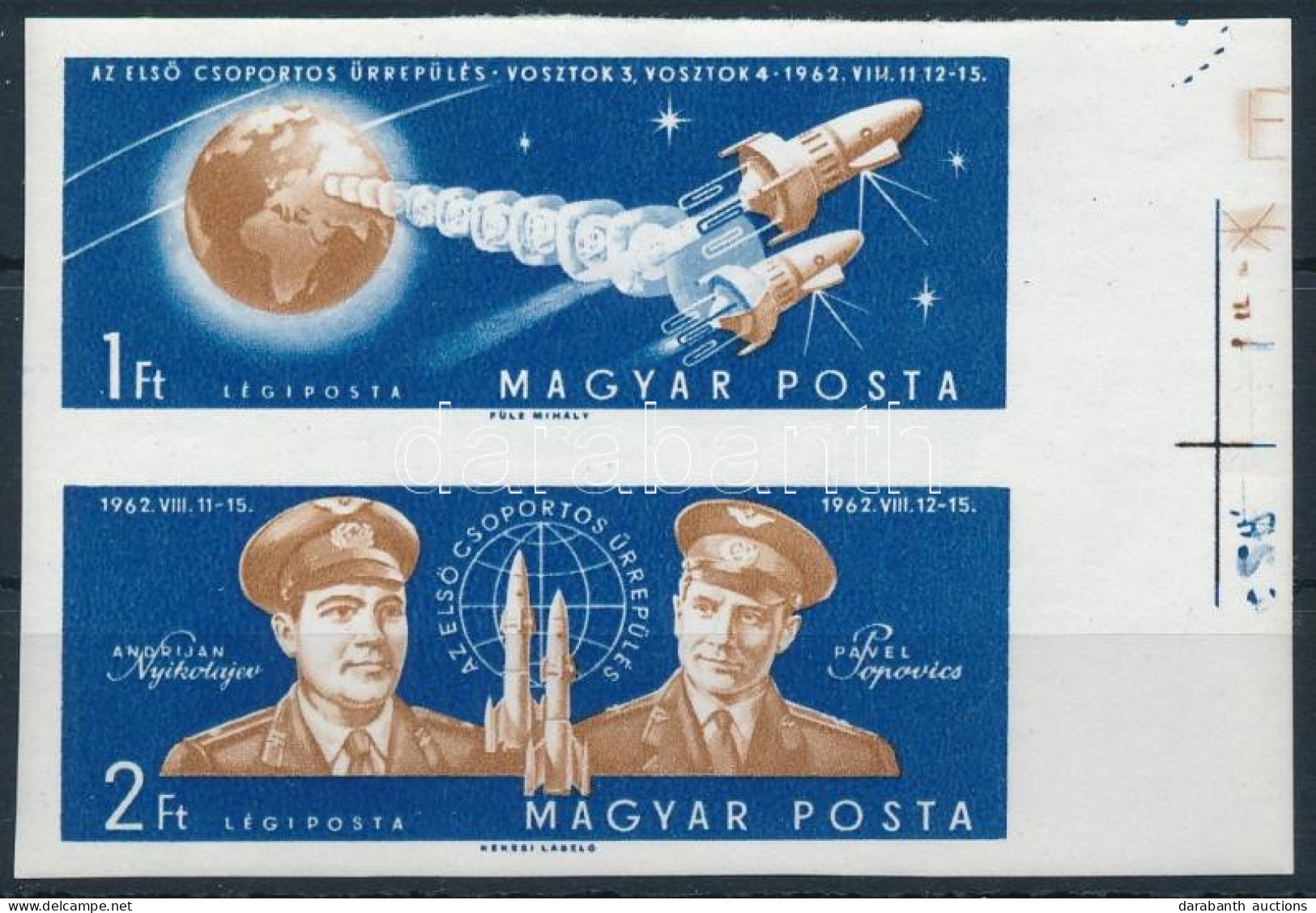 ** 1962 Az Első Csoportos űrrepülés Vágott ívszéli Pár (10.000) - Autres & Non Classés