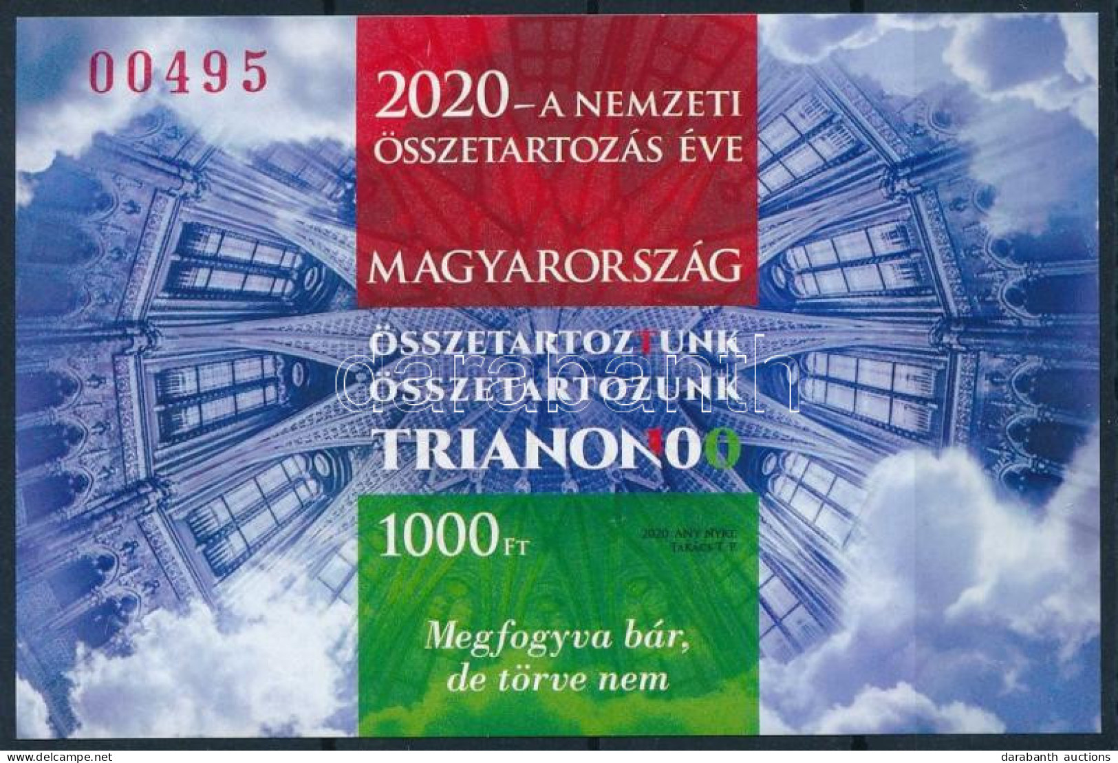 ** 2020 A Nemzeti összetartozás éve - Trianon Vágott Blokk Piros Sorszámmal (8.000) - Sonstige & Ohne Zuordnung