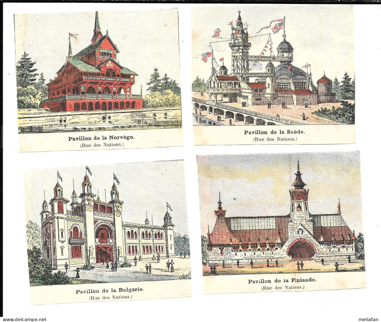 BA27 - IMAGE PAPIER EXPOSITION UNIVERSELLE PARIS 1900 - PAVILLONS NORVEGE SUEDE FINLANDE BULGARIE - DESSIN VASSET - Sonstige & Ohne Zuordnung