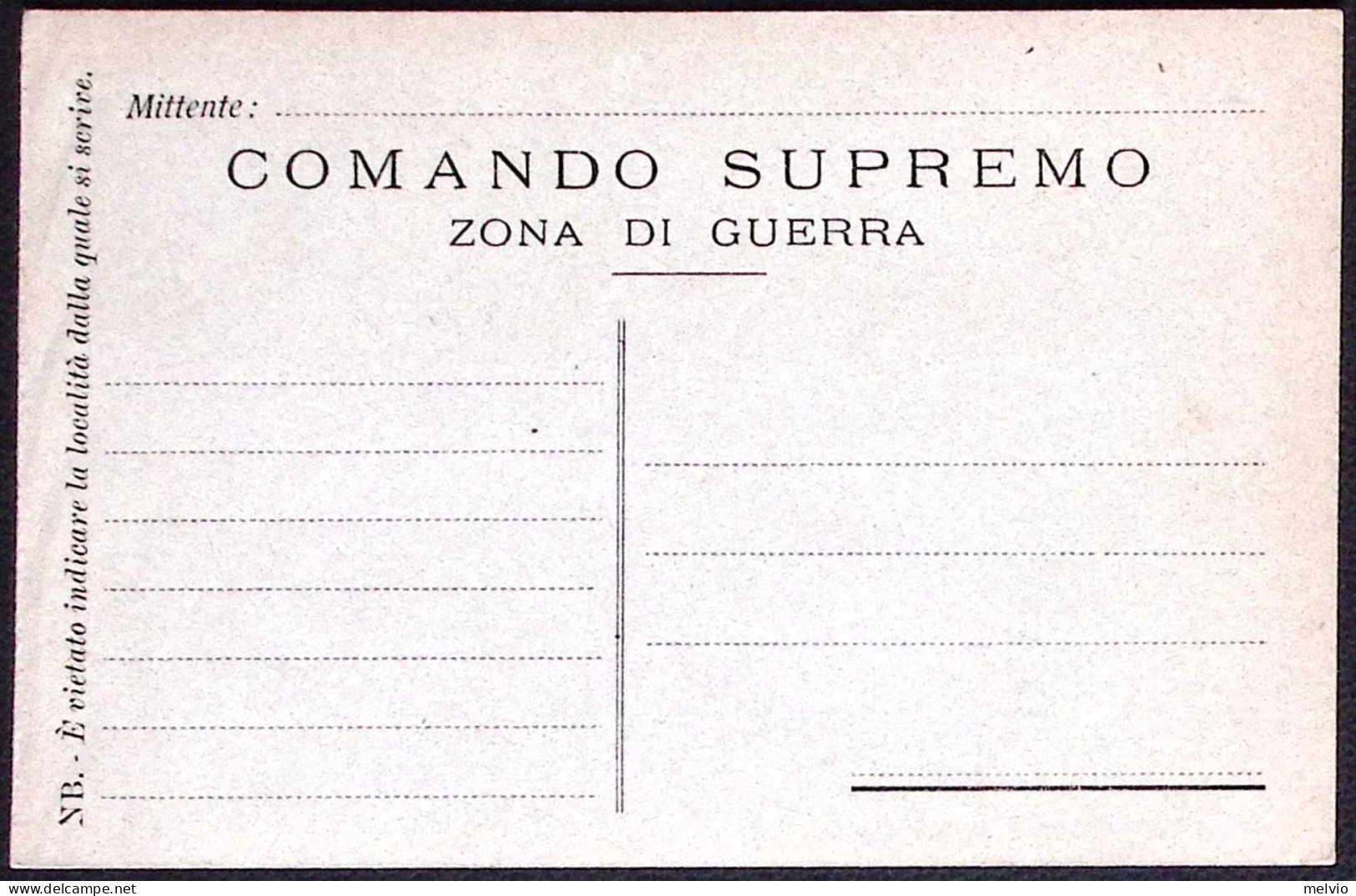 1915-COMANDO SUPREMO Intestazione A Stampa Cartolina Franchigia Non Ufficiale Gr - Other & Unclassified