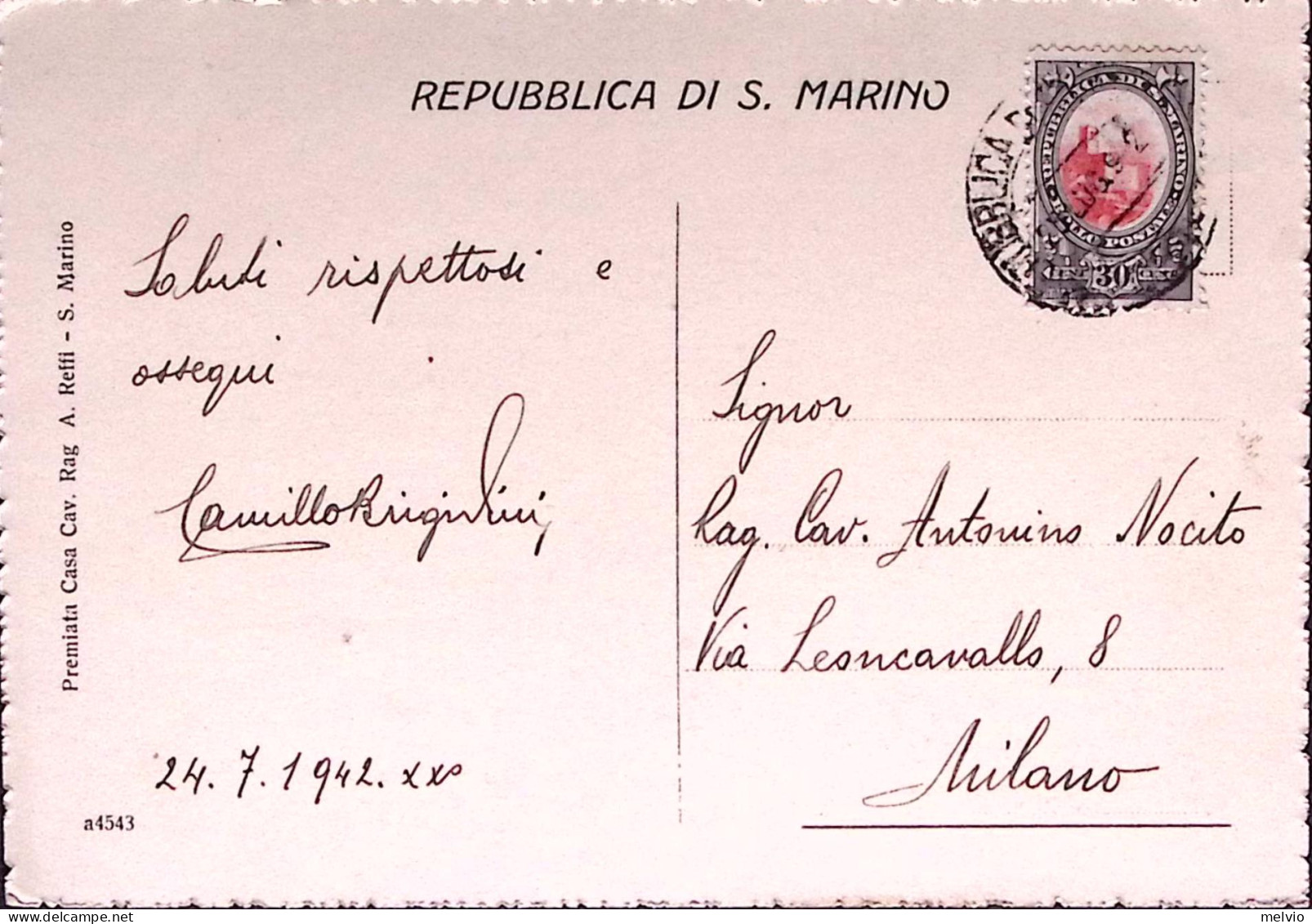 1942-SAN MARINO Interno Della Seconda Torre Viaggiata (25.7) Affrancata Vedute C - Lettres & Documents