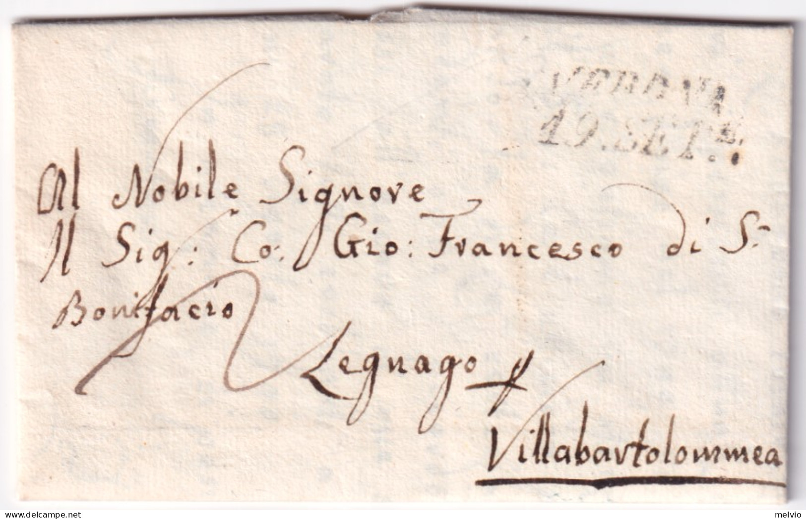 1839-LOMBARDO VENETO VERONA SI (17.9) Su Lettera Completa Testo - 1. ...-1850 Prephilately