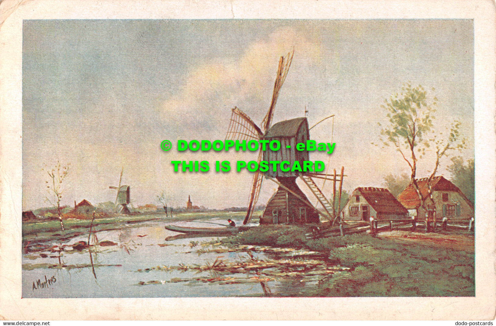 R498887 Old Houses And Windmill. River. D. B. M. 109 - Monde