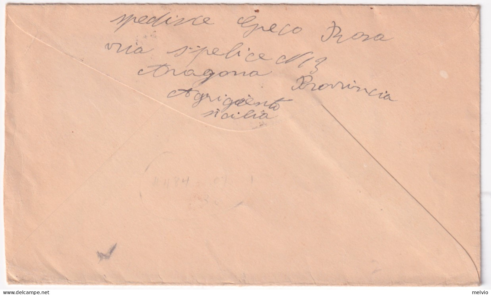 1947-MEDIEVALI Lire 15 (572) Isolato Su Busta Aragona (16.4) Per Gli USA - 1946-60: Storia Postale