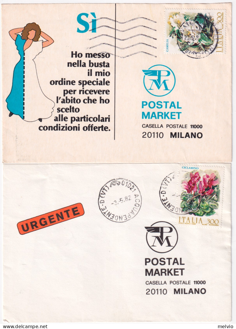 1982-FIORI 2 EMISSIONE I Tre Valori (1593/5) Isolati Su 3 Buste - 1981-90: Poststempel