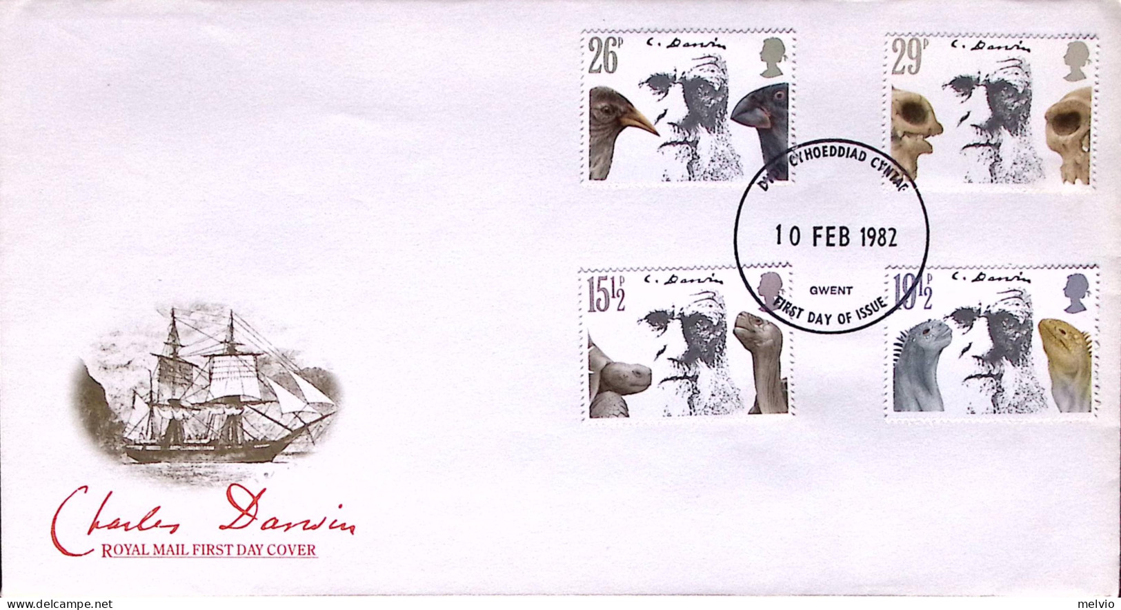 1982-GRAN BRETAGNA 100 Morte Di Darwin Serie Complete Su Fdc - Briefe U. Dokumente