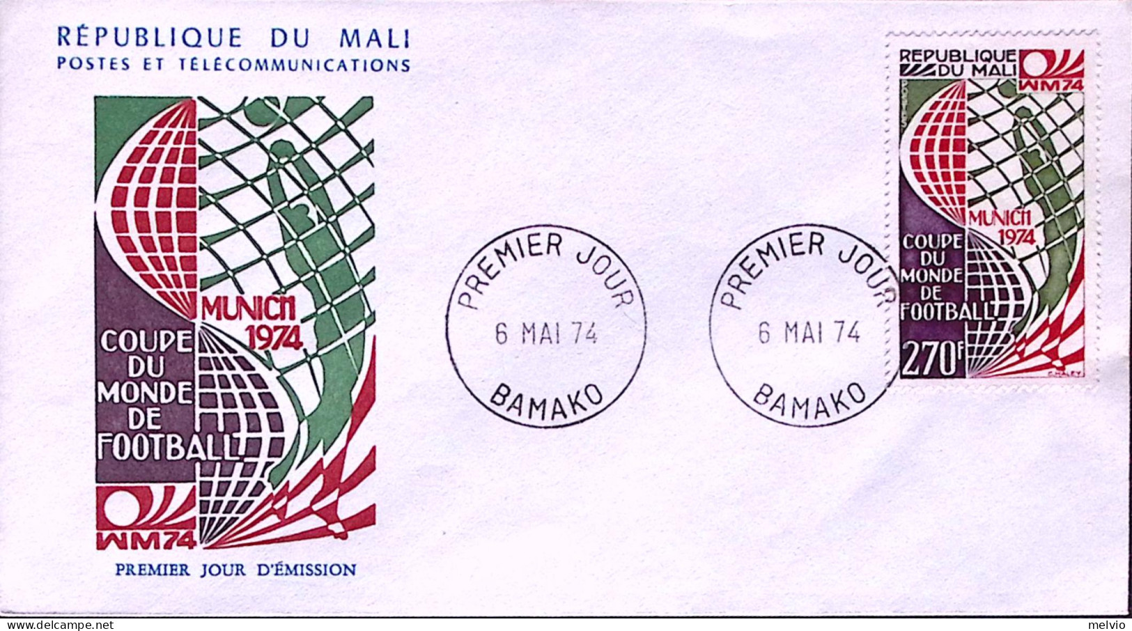 1974-Mali Campionati Calcio Monaco Serie Completa Su Due Fdc - Malí (1959-...)