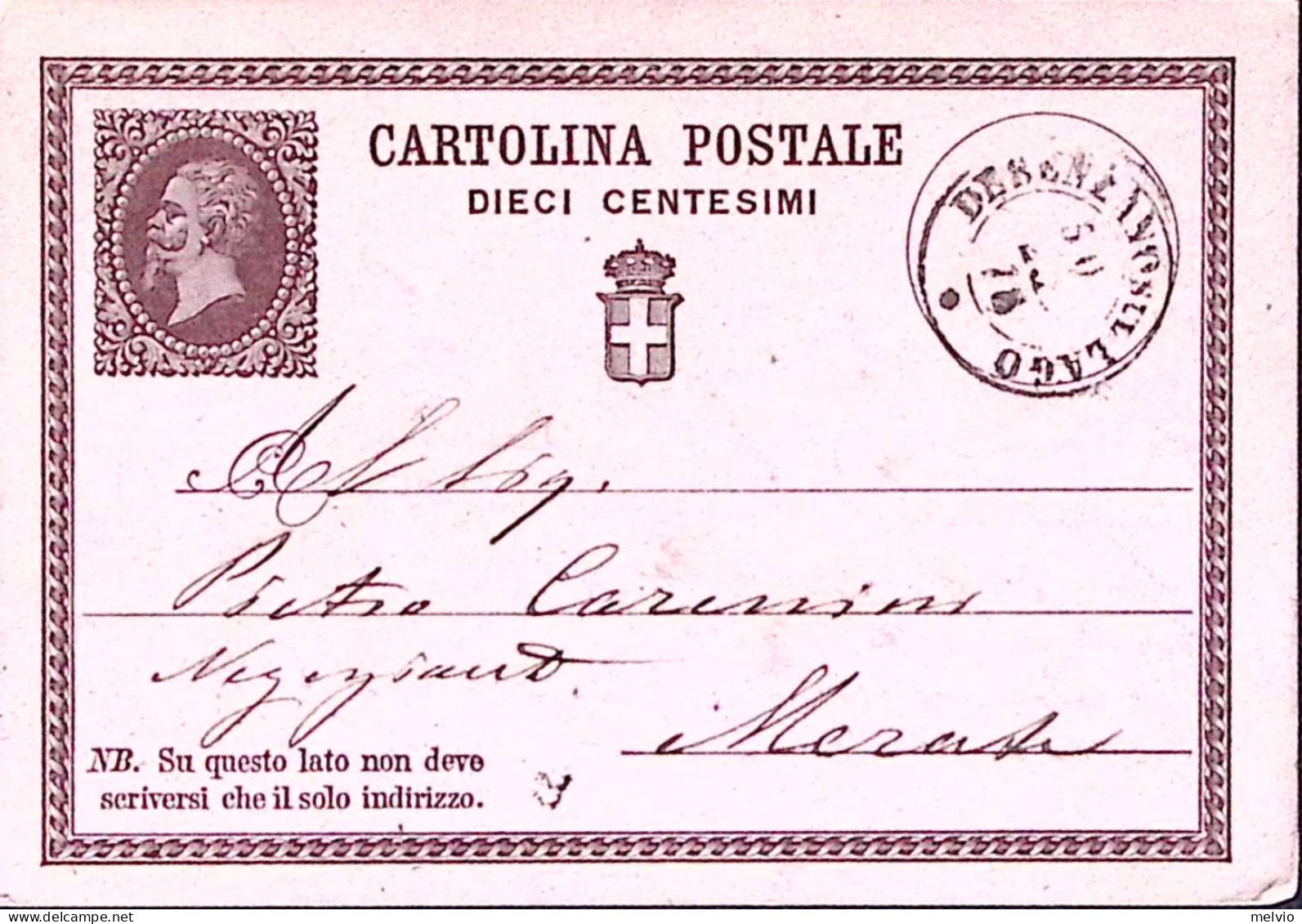 1876-DESENZANO Sul LAGO C.2 (30.4) Su Cartolina Postale Effigie C.10 - Ganzsachen