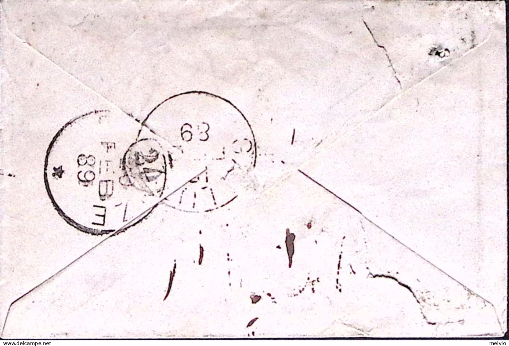 1889-SEGNATASSE C.5 E Coppia C.20 Su Busta Affrancata Effigie C.5 Difettoso - Marcophilie