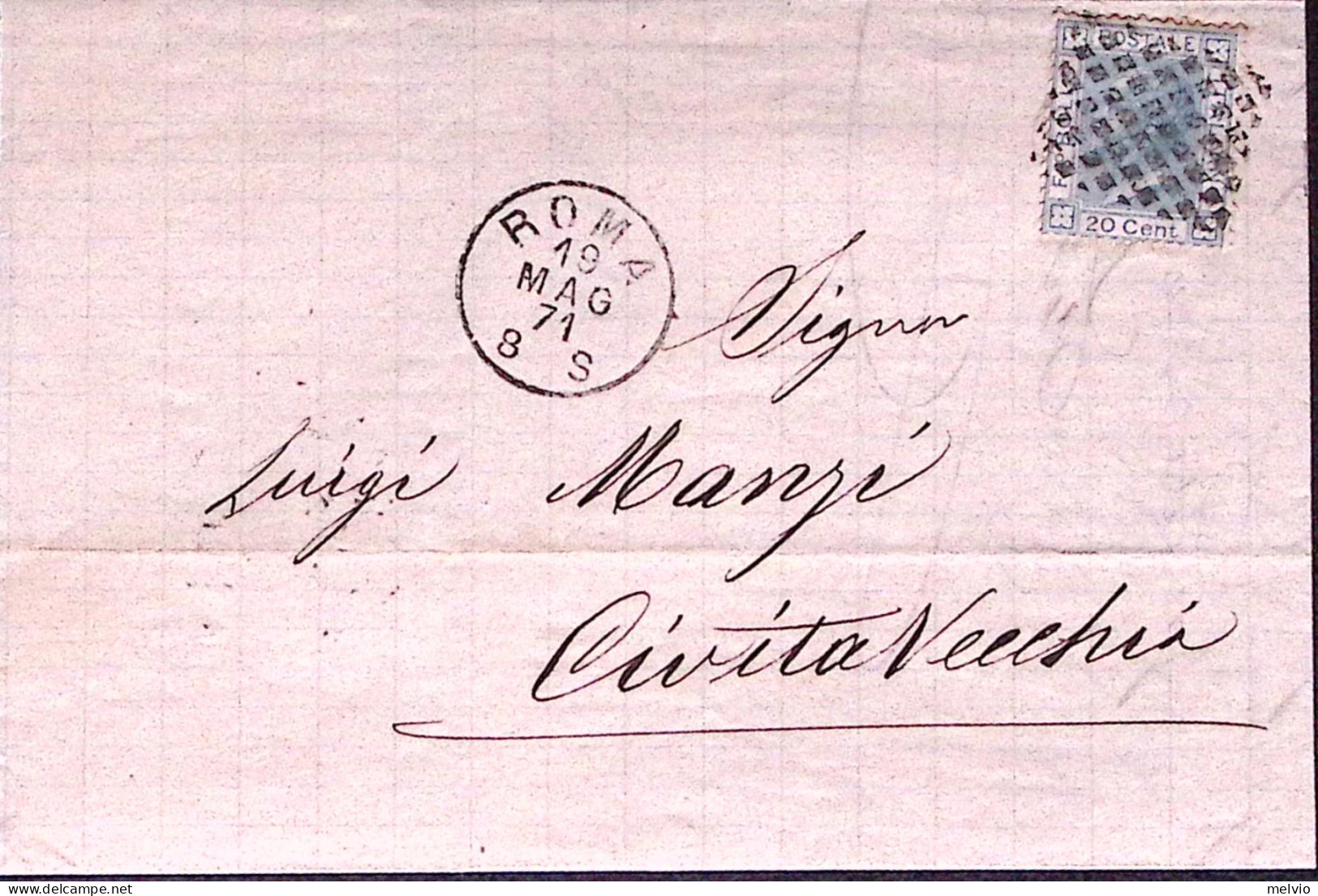 1871-ROMA C2+griglia (19.5) Su Lettera Completa Di Testo - Poststempel