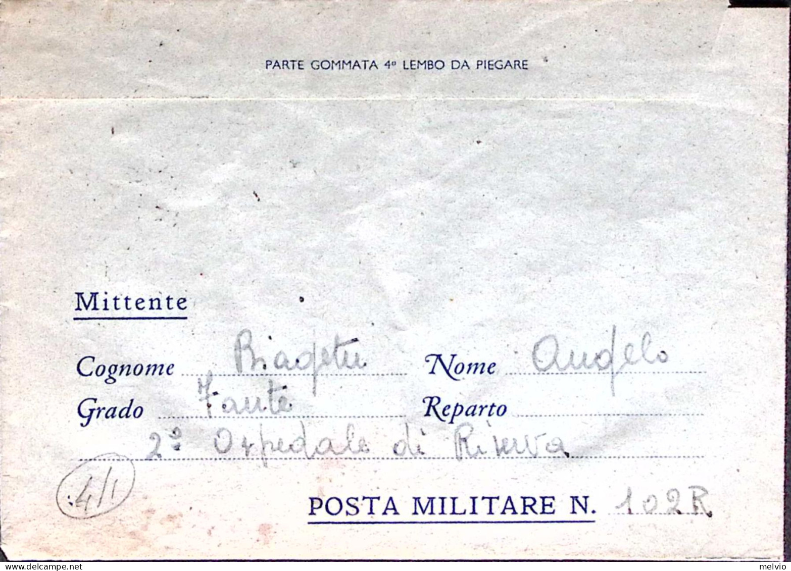 1942-Posta Militare/n.102 C.2 (6.5) Su Biglietto Franchigia - War 1939-45