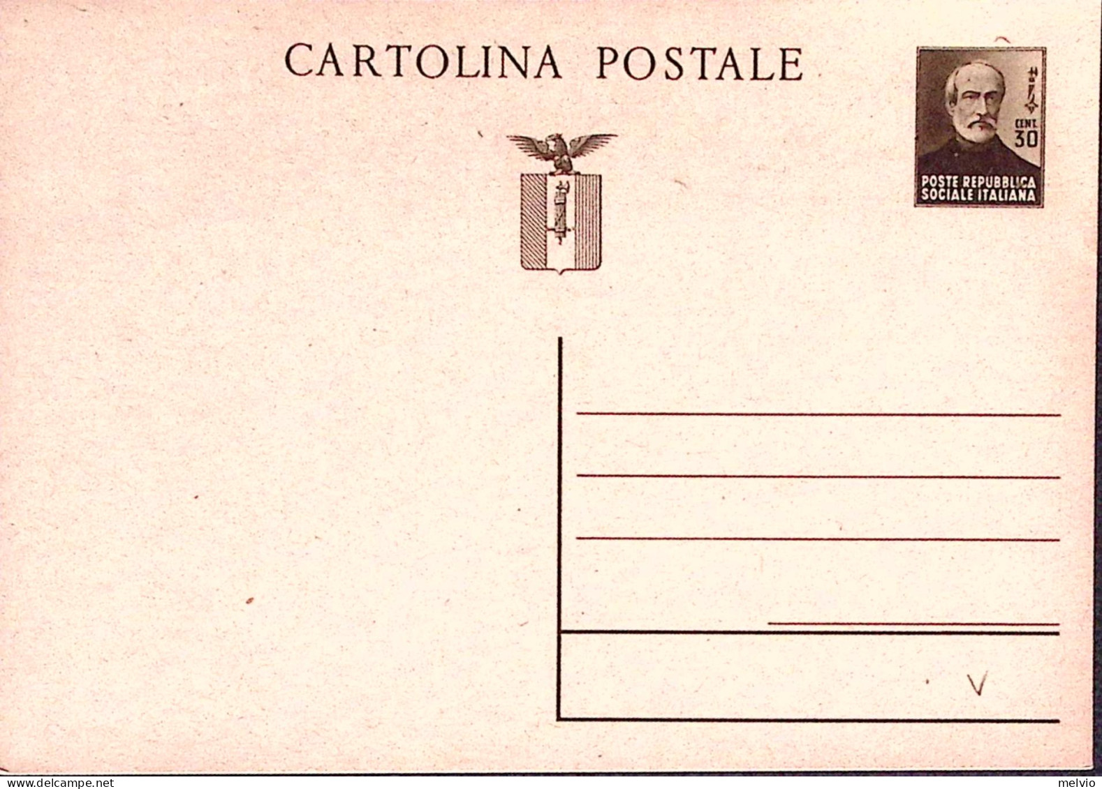 1944-CARTOLINA POSTALE Mazzini C.30 Nuova - Poststempel
