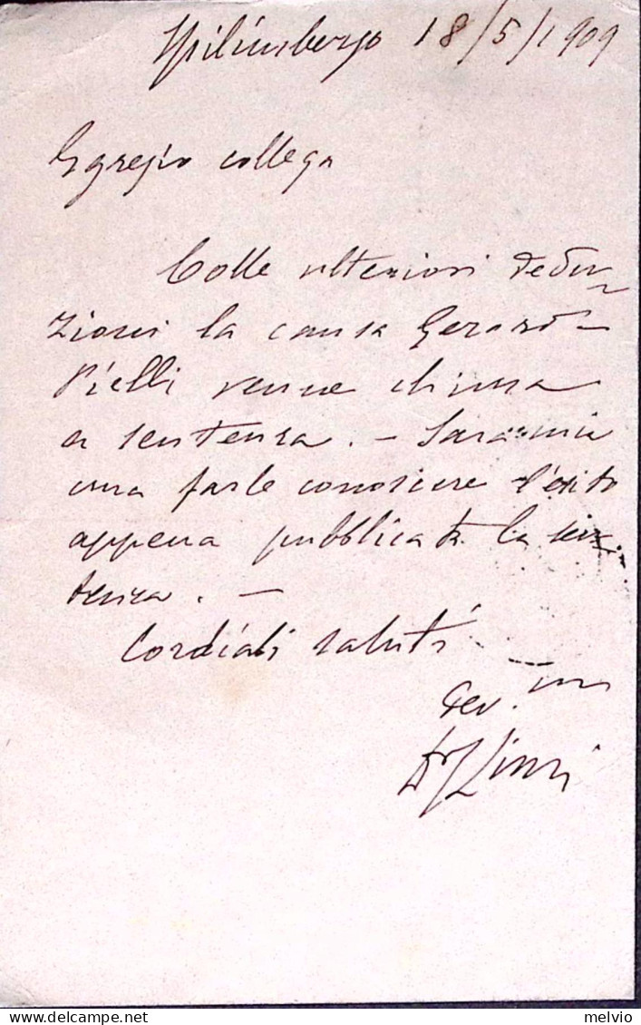 1909-SPILIMBERGO/(UDINE) Tondo Riquadrato (18.5) Su Cartolina Postale Leoni C.10 - Interi Postali