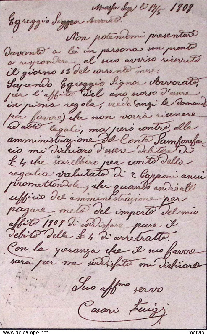 1909-MASSA SUPERIORE/(ROVIGO) Tondo Riquadrato (8.8) Su Cartolina Postale Leoni  - Ganzsachen