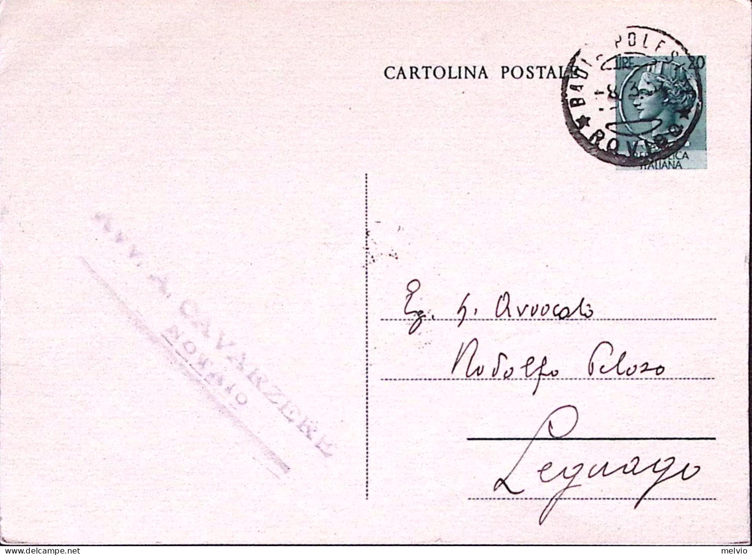 1954-CARTOLINA POSTALE Siracusana Lire 20 Viaggiata Badia Polesine (6.3) - 1946-60: Poststempel