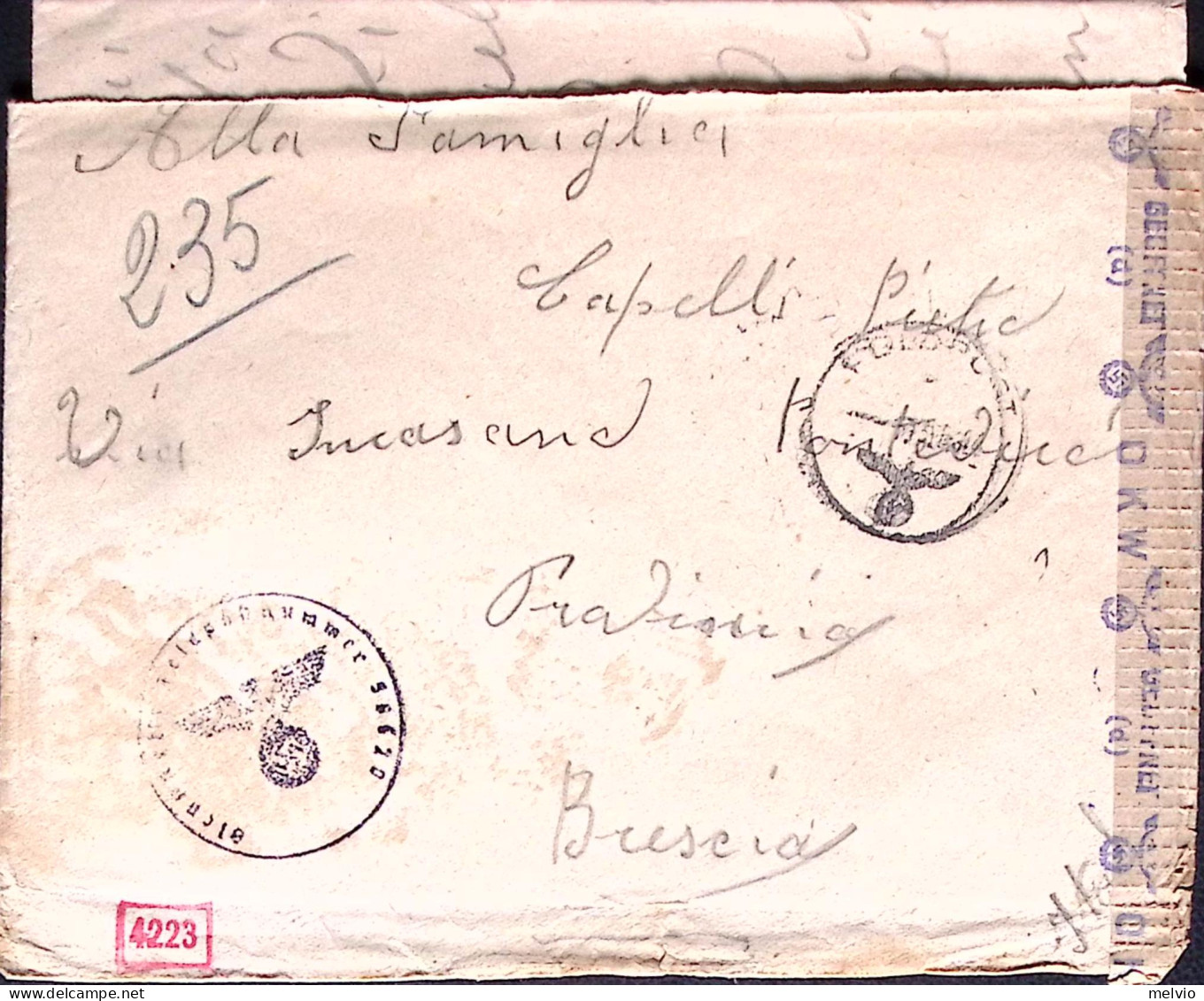 1944-FELDPOST 07549 A Manoscritto Al Verso Di Busta Annullo Feldpost (16.6) Da I - Storia Postale