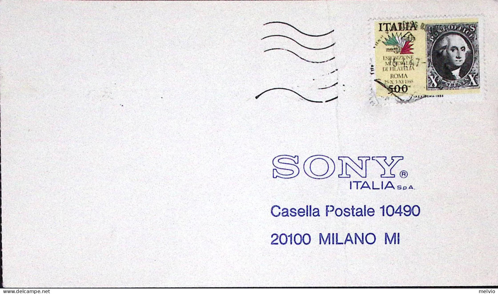 1987-esposizione Filatelica Italia1985 Lire 500 C,10 Degli U.S.A. Isolato Su Car - 1981-90: Storia Postale