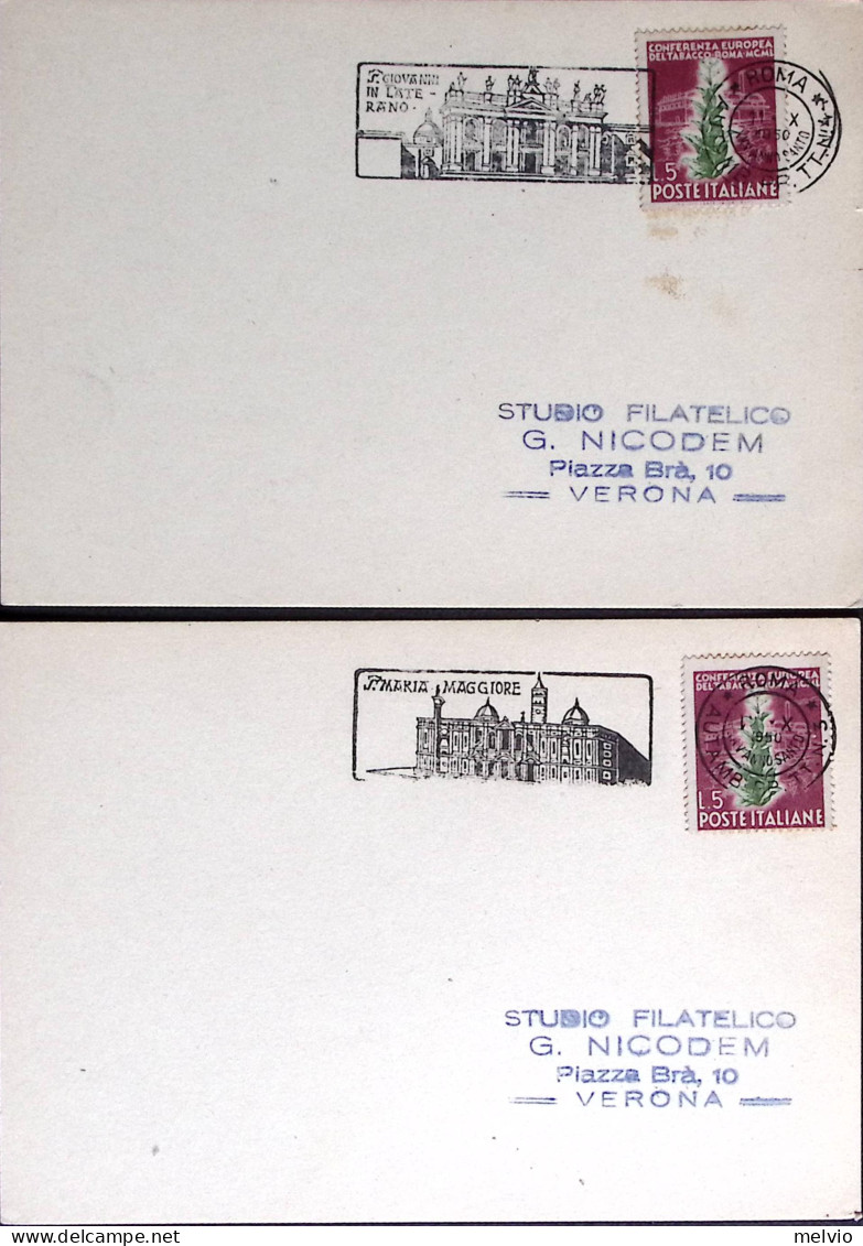 1950-ROMA Anno Santo Quattro Annulli Meccanici Differenti Con Le Singole Basilic - 1946-60: Poststempel
