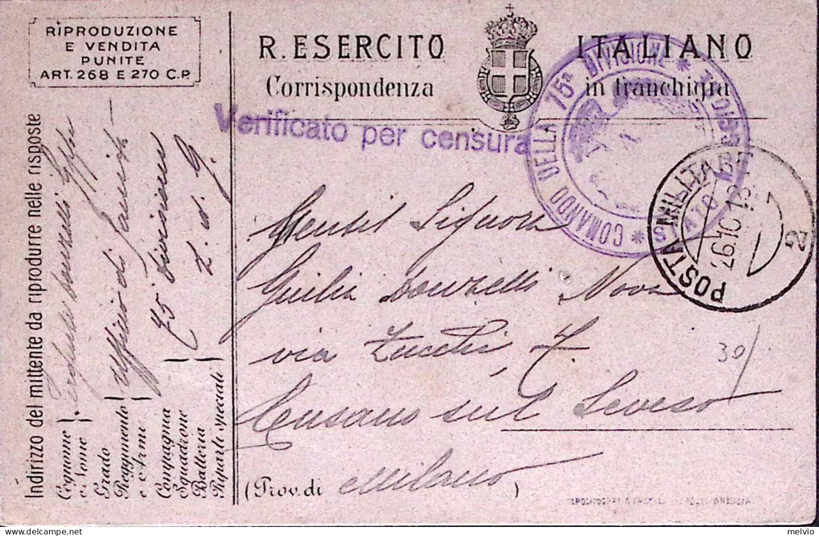1918-Cartolina Franchigia La Voce Della Giustizia Vignetta Ocra Viaggiata PM 2 ( - Storia Postale