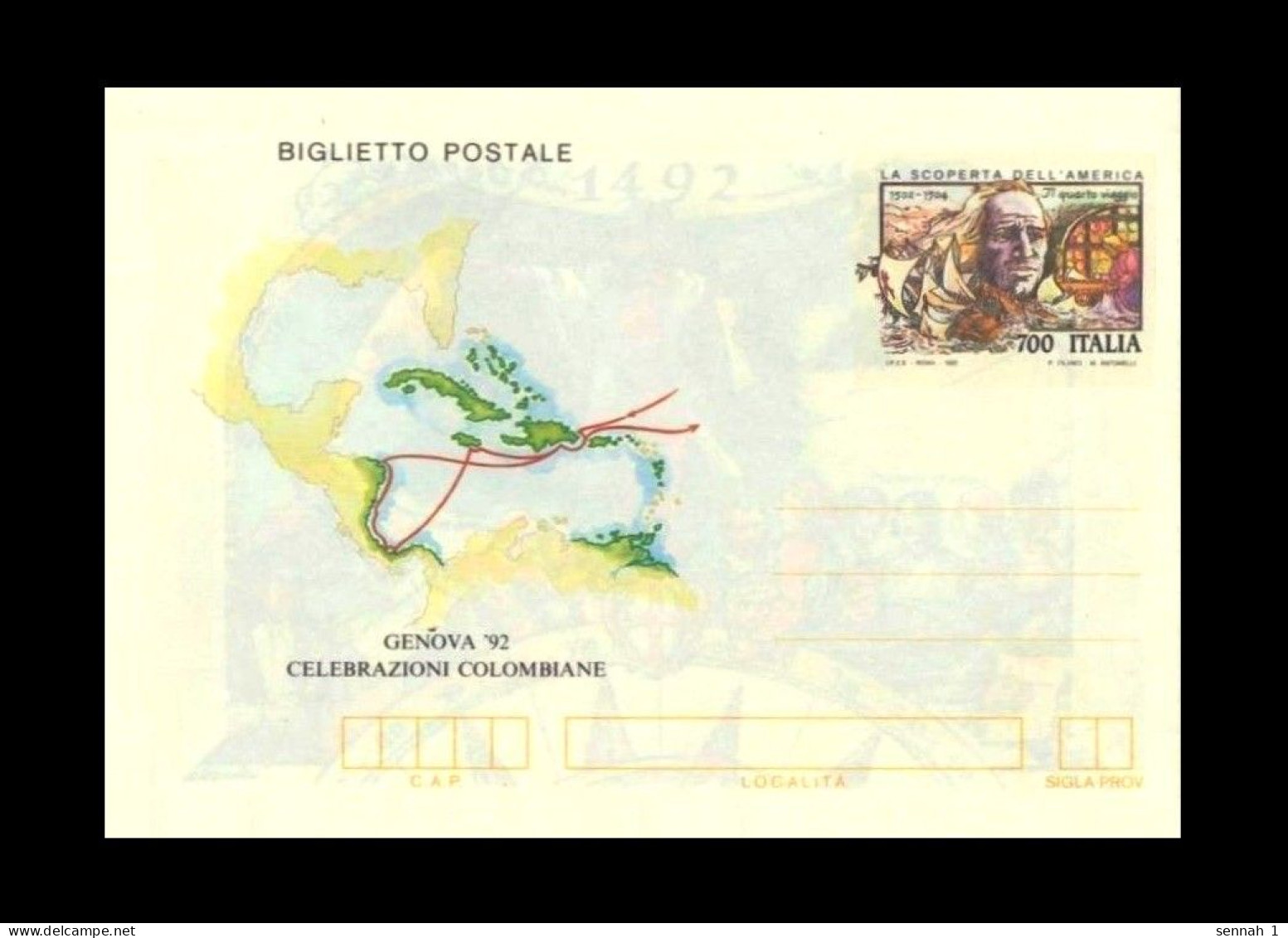 Italien / Italy: Ganzsache 'Kolumbus Entdeckt Amerika, 1992' / Stationery [stazionario] Columbus Discovers America' ** - Christoffel Columbus