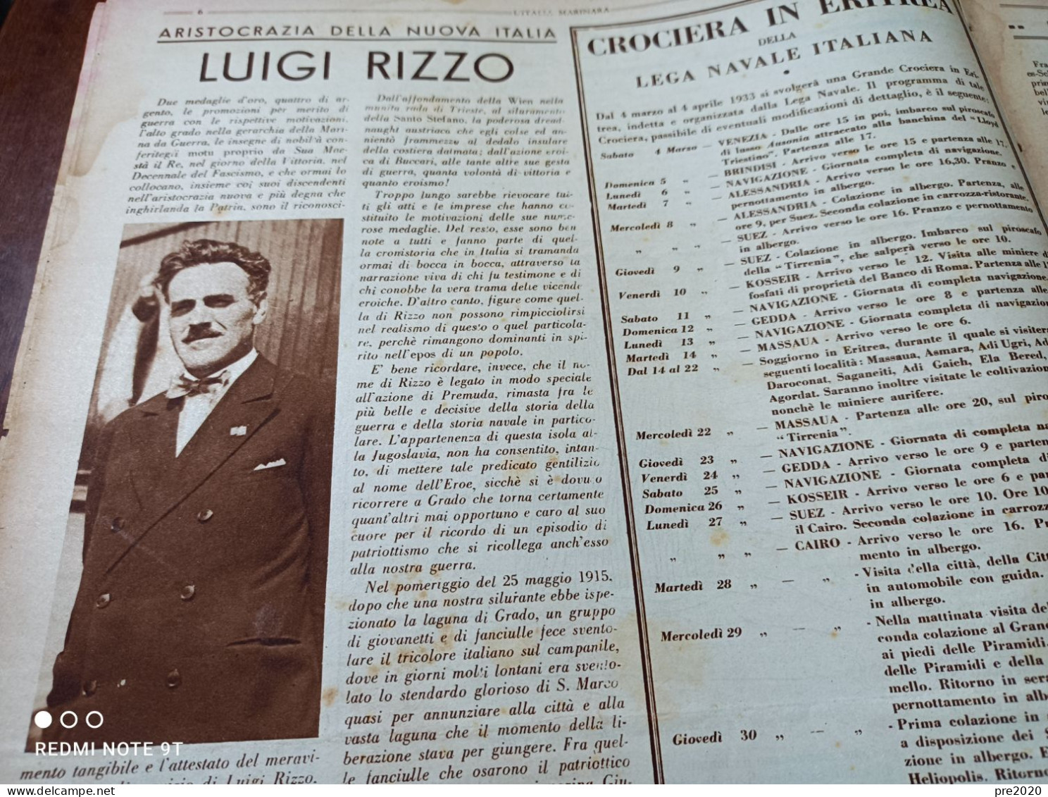 L’ITALIA MARINARA 1933 LUIGI RIZZO MILAZZO ORTONA A MARE - Otros & Sin Clasificación