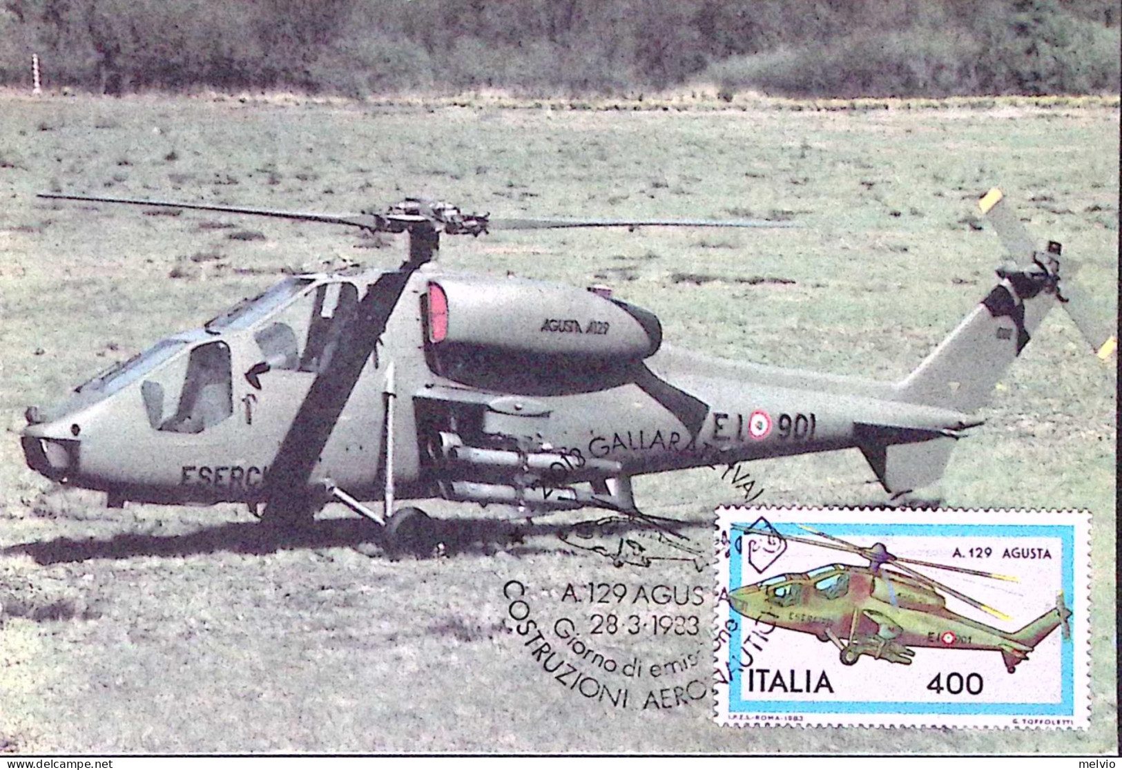 1983-COSTRUZIONI AERONAUTICHE L. 400 A129 Augusta Su Cartolina Maximum Fdc - 1981-90: Marcophilia