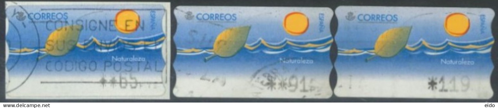 SPAIN - 2000 - NATURE STAMPS LABELS SET OF 3 OF DIFFERENT VALUES, USED . - Used Stamps