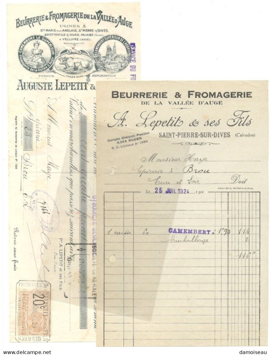 Saint Pierre Sur Dives, Beurrerie & Fromagerie De La Vallée D' Auge, A. Lepetit & Ses Fils. - 1900 – 1949