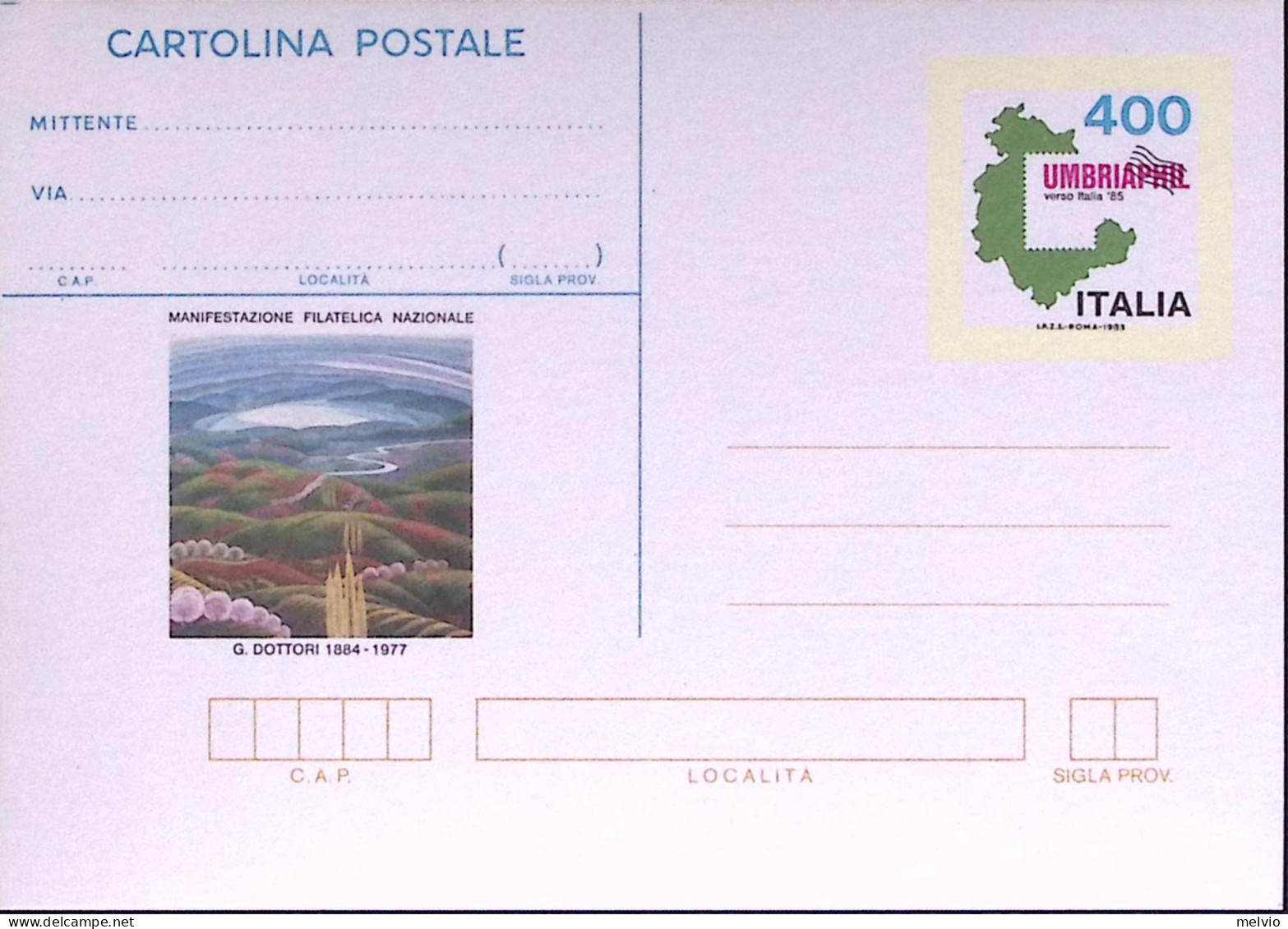 1985-Cartolina Postale Lire 400 Umbriaphil Nuova - Postwaardestukken