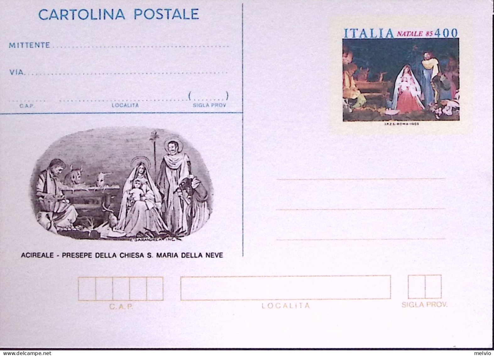 1985-Cartolina Postale Lire 400 Natale Presepe Ad Acireale Nuova - Interi Postali