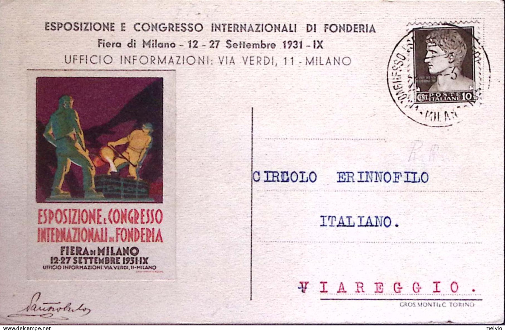 1931-MILANO Esposizione E Congresso Di Fonderia Viaggiata, Bel Chiudilettera - Milano (Mailand)