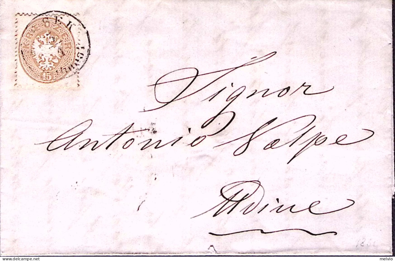 1864-AUSTRIA K.15 Bistro Su Lettera Completa Testo (7.1) Per Udine - Other & Unclassified