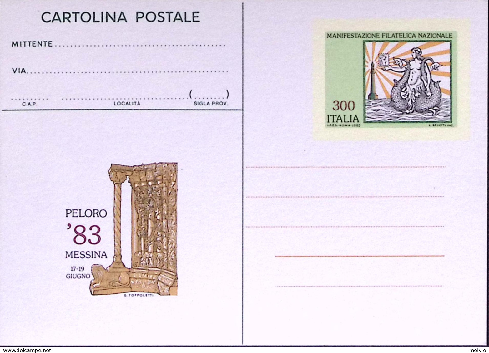 1983-Cartolina Postale Lire 300 Peloro 30923 Nuova - Interi Postali