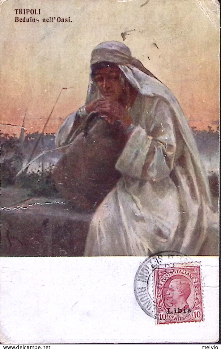 1913-TRIPOLI Beduins Nell Oasi Viaggiata Tripoli (20.4) - Libya