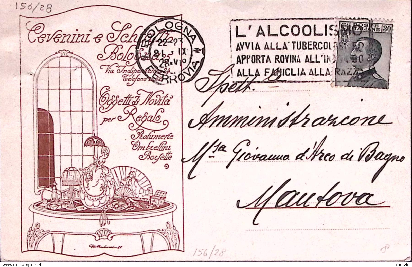 1928-BOLOGNA Cevenini E Schiassu Intestazione A Stampa Su Cartolina Viaggiata (2 - Marcophilie
