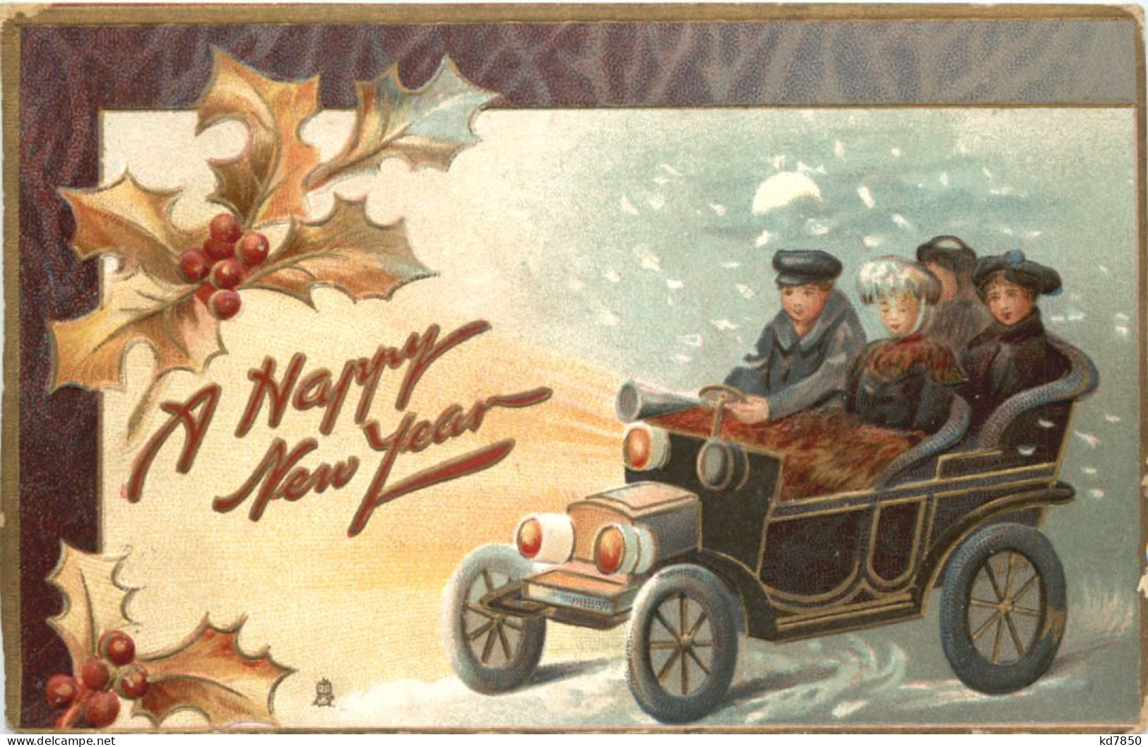 New Year - Auto - Car - Prägekarte - Anno Nuovo