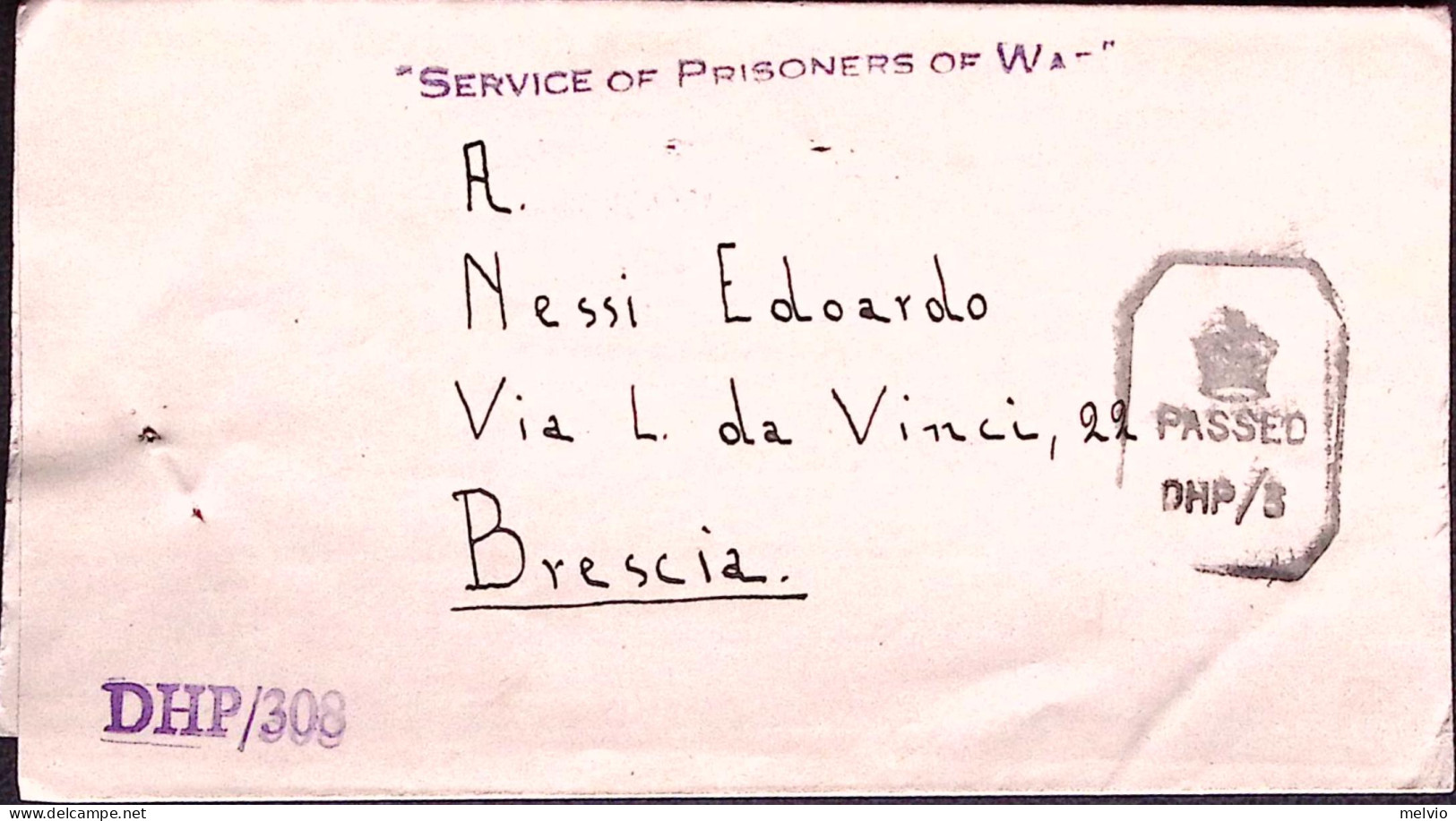 1943-P.O.W. CAMP 5 Al Verso Di Biglietto Franchigia Da Prigioniero Guerra Italia - Storia Postale