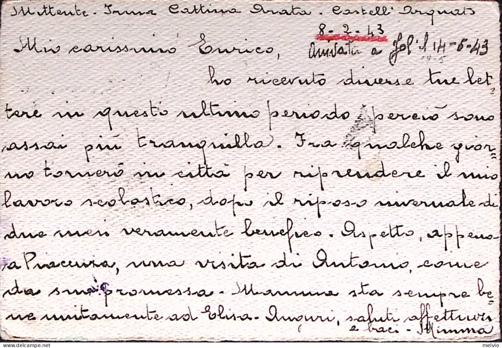 1943-P.O.W. CAMP 26 Al Verso Di Cartolina Franchigia Da Prigioniero Guerra Itali - Marcofilía