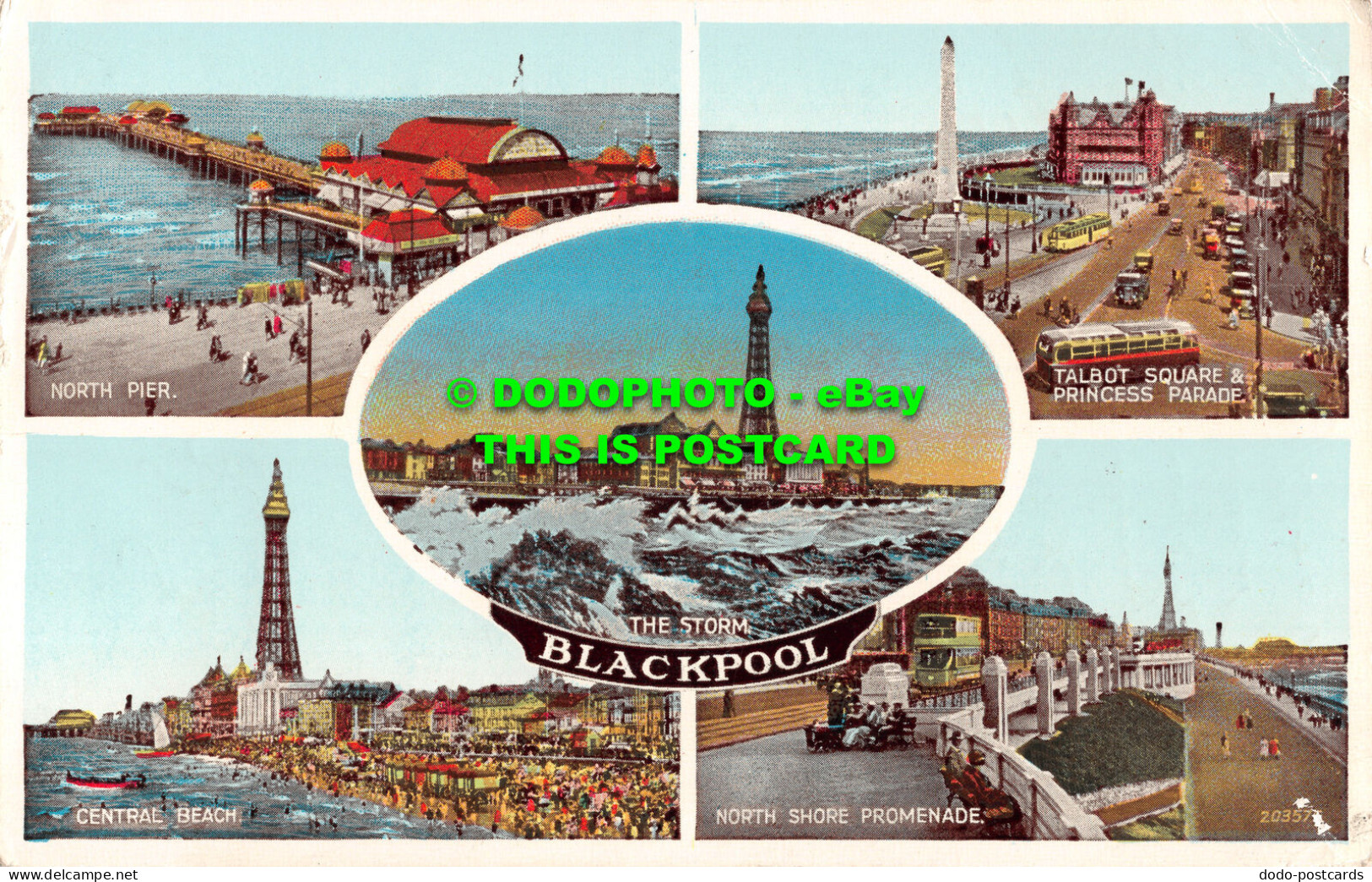 R498910 Blackpool. The Storm. North Pier. Central Beach. Valentine. De Luxe Colo - Monde