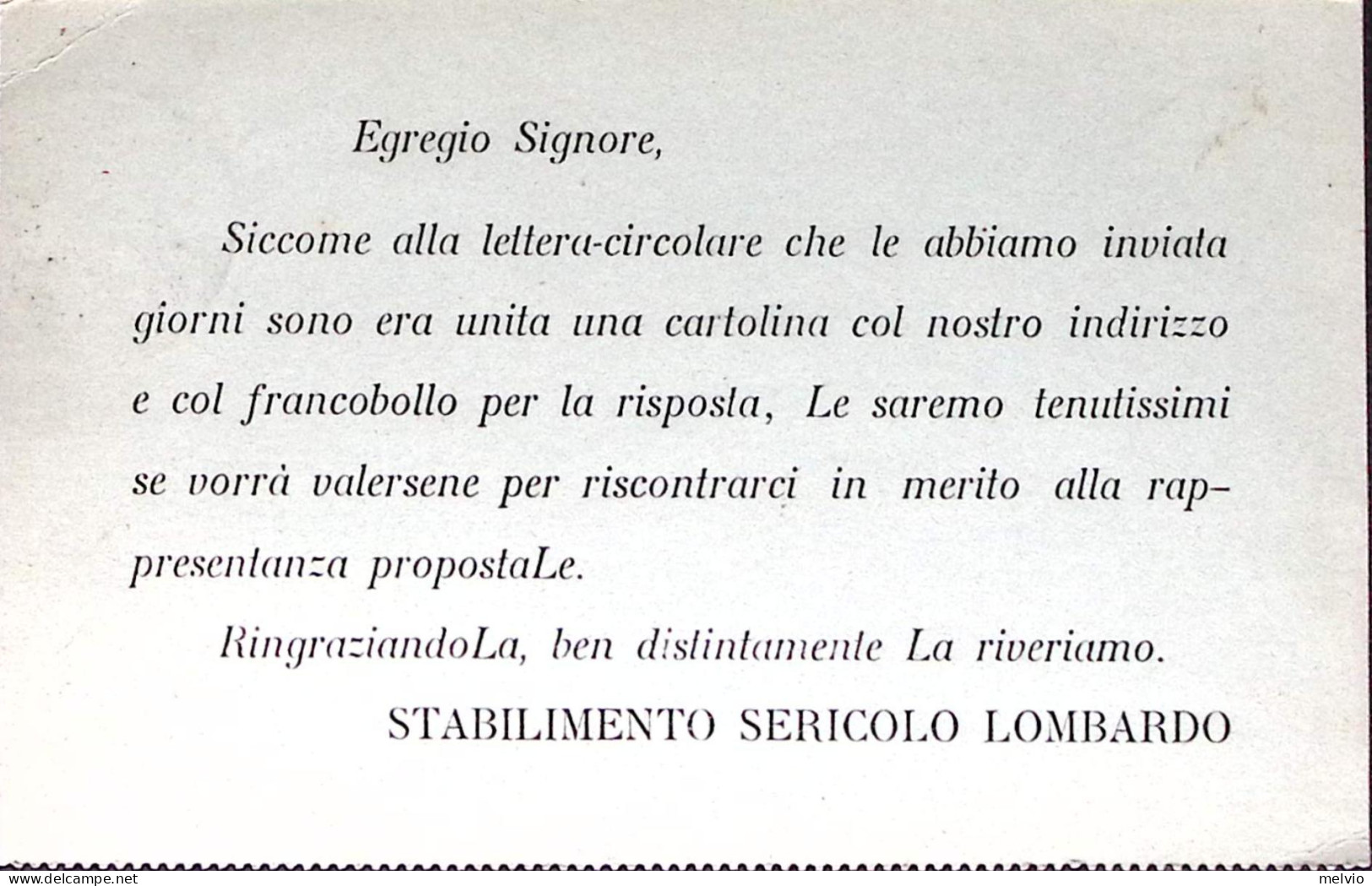 1912-PAVIA Stabilimento Sericolo Lombardo Intestazione A Stampa Di Carotina Viag - Marcophilie