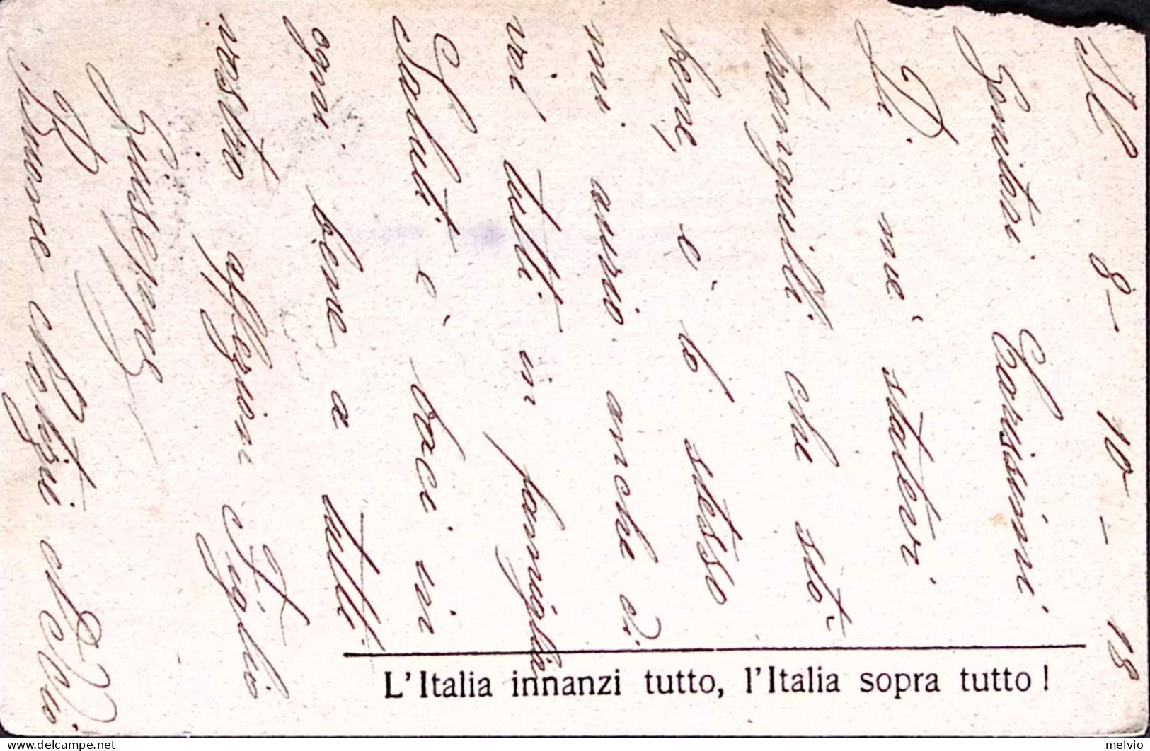 1918-l'Italia Innanzi Tutto . Frase Al Verso Di Cartolina Franchigia Vittoria E  - Poststempel