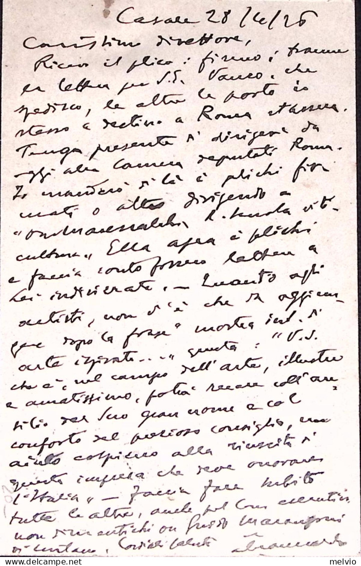 1926-CARTOLINA POSTALE Per Camera Dei Deputati Michetti C.40 Viaggiata (8.4) - Marcophilia