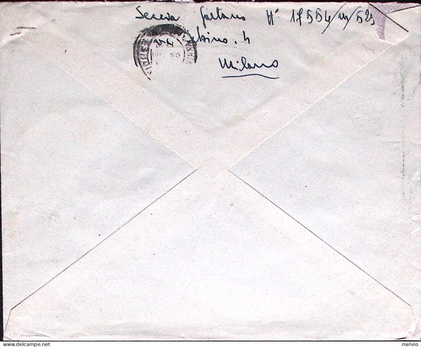 1954-CATALANI Lire 25 Isolato Su Busta Milano (23.12) - 1946-60: Poststempel